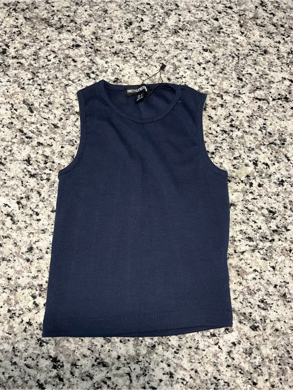 PrettyLittleThing Navy Ribbed Sleeveless Tank Top